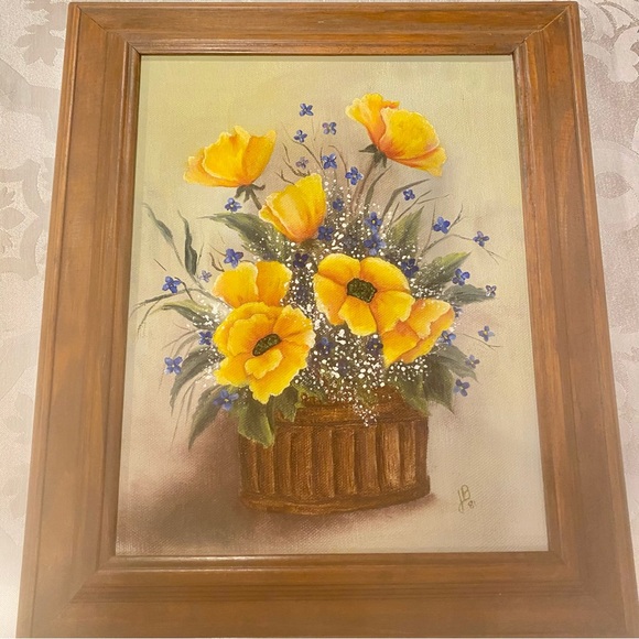 Original oil painting!! Framed floral painting